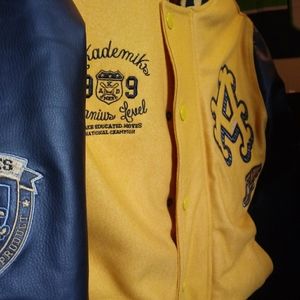 Akademiks lettermans yellow and black jacket